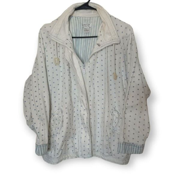 Lavon by Cheerful Corp Vintage 80s White Denim Embroidered Bomber Jacket sz M - Picture 6 of 6